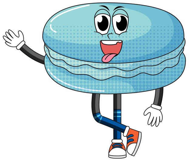 Personaje de dibujos animados de macaron sobre fondo blanco.