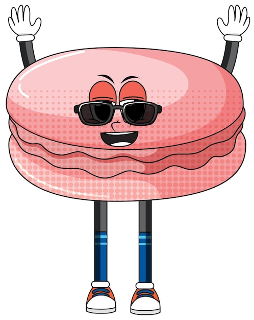 Un personaje de dibujos animados macaron sobre fondo blanco.