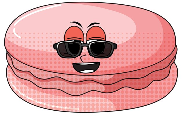 Personaje de dibujos animados de macaron sobre fondo blanco.
