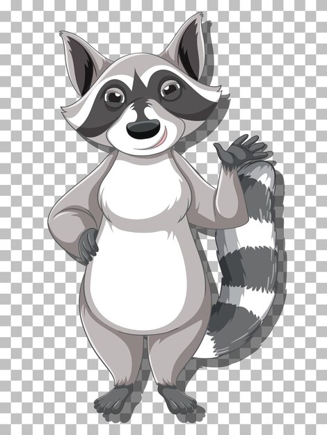 Personaje de dibujos animados de mapache agitando la mano