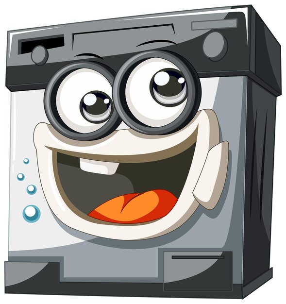 Personaje de dibujos animados de la máquina de lavar feliz