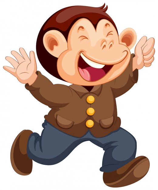 Personaje de dibujos animados mono feliz