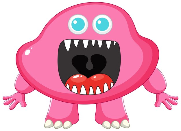 Personaje de dibujos animados de monstruo alienígena con la boca abierta