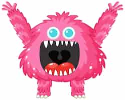Vector gratuito personaje de dibujos animados de monstruos alienígenas rosados alegres con la boca abierta