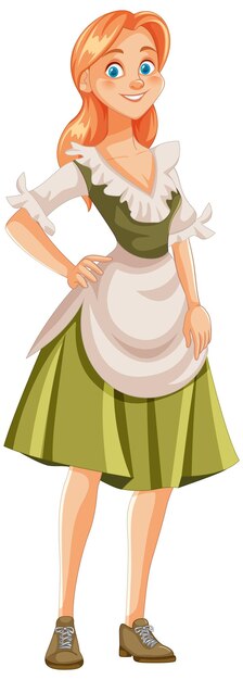 Personaje de dibujos animados de mujer europea sonriente en estilo vectorial