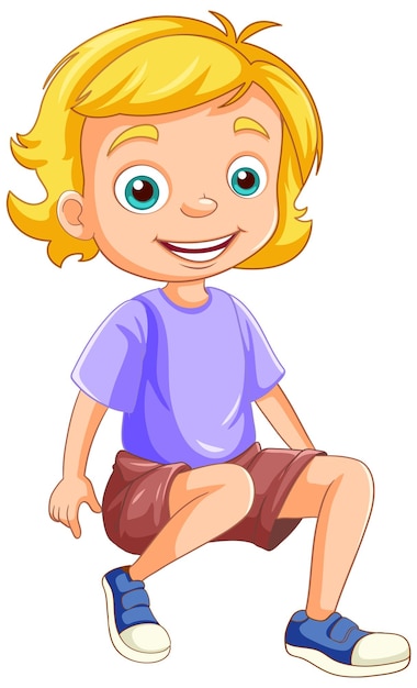 Vector gratuito personaje de dibujos animados de niña sentado aislado