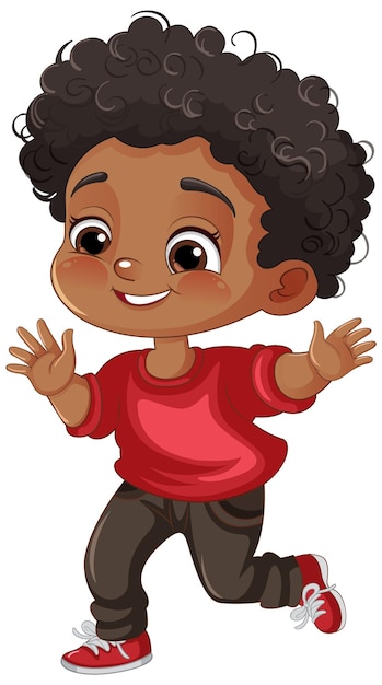 Vector gratuito personaje de dibujos animados de niño afroamericano