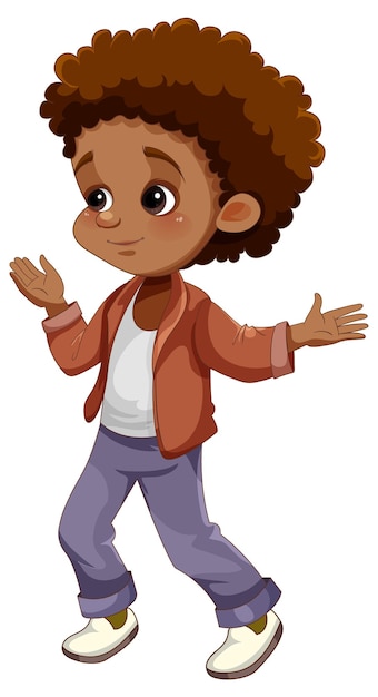 Vector gratuito personaje de dibujos animados de niño afroamericano