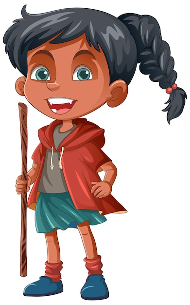 Vector gratuito un personaje de dibujos animados de niños indígenas