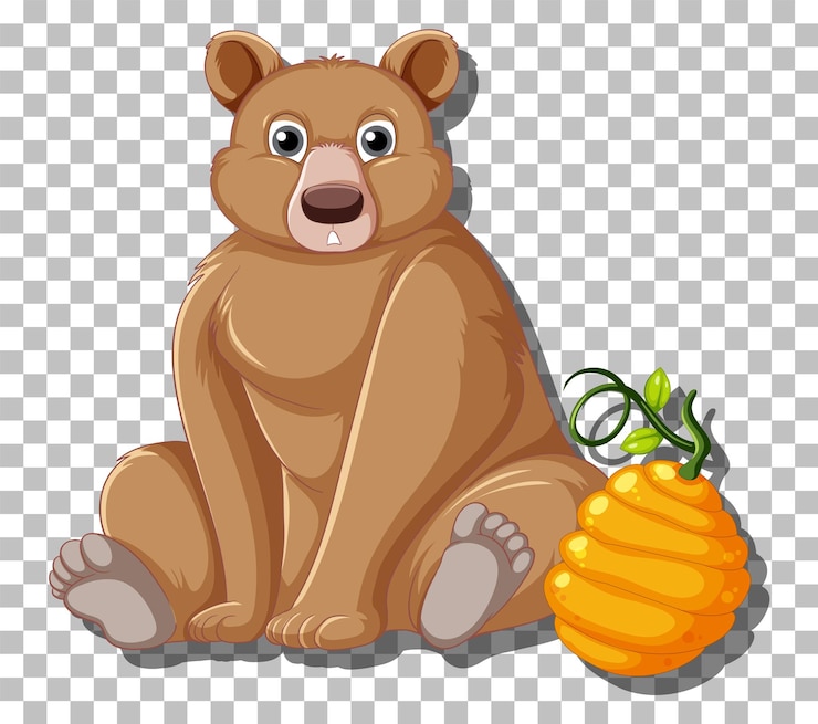 Vector gratuito personaje de dibujos animados de oso grizzly aislado
