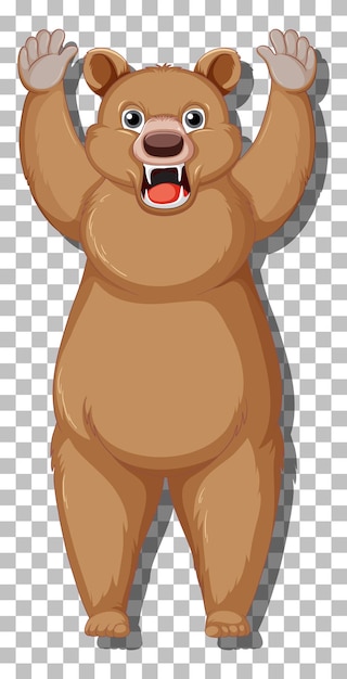 Vector gratuito personaje de dibujos animados de oso grizzly aislado