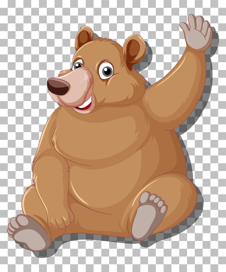 Vector gratuito personaje de dibujos animados de oso grizzly aislado