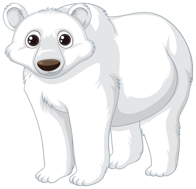 Personaje de dibujos animados de oso polar en fondo blanco