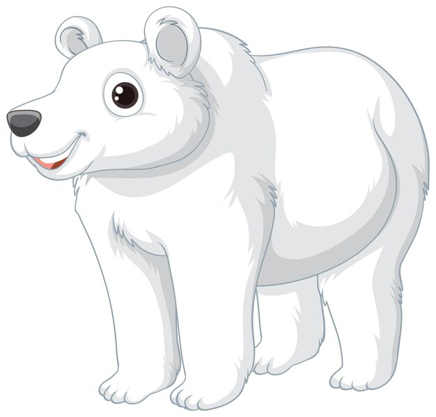 Personaje de dibujos animados de oso polar en fondo blanco