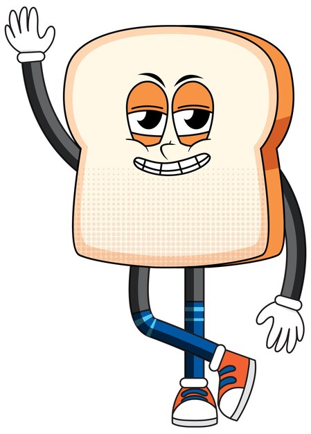 Personaje de dibujos animados de pan sobre fondo blanco