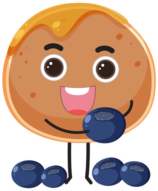 Personaje de dibujos animados de panqueques con arándanos