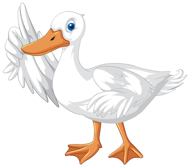 Personaje de dibujos animados de pato blanco sobre fondo blanco