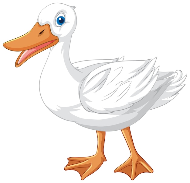 Personaje de dibujos animados de pato blanco sobre fondo blanco