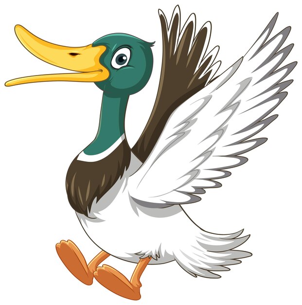 Personaje de dibujos animados de pato real feliz