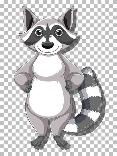 Personaje de dibujos animados de pie de mapache