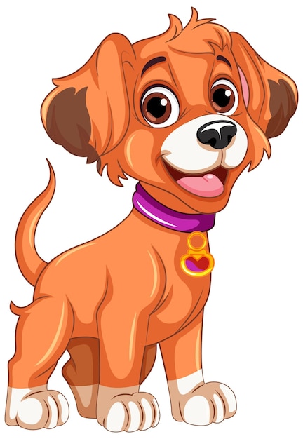 Personaje de dibujos animados de pie perro alegre