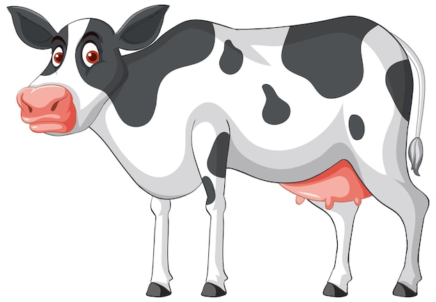 Vector gratuito personaje de dibujos animados de pie de vaca lechera