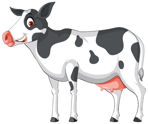 Vector gratuito personaje de dibujos animados de pie de vaca lechera