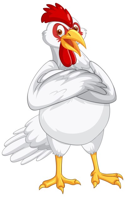 Personaje de dibujos animados de pollo blanco