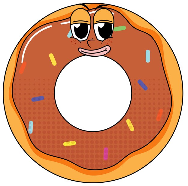 Personaje de dibujos animados de rosquilla sobre fondo blanco