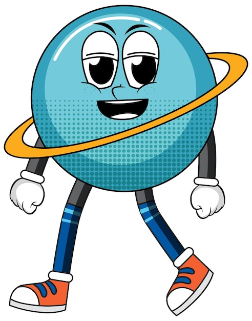 Vector gratuito personaje de dibujos animados de saturno sobre fondo blanco.