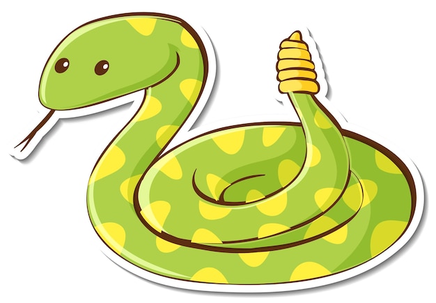 Vector gratuito personaje de dibujos animados de la serpiente de cascabel verde pegatina