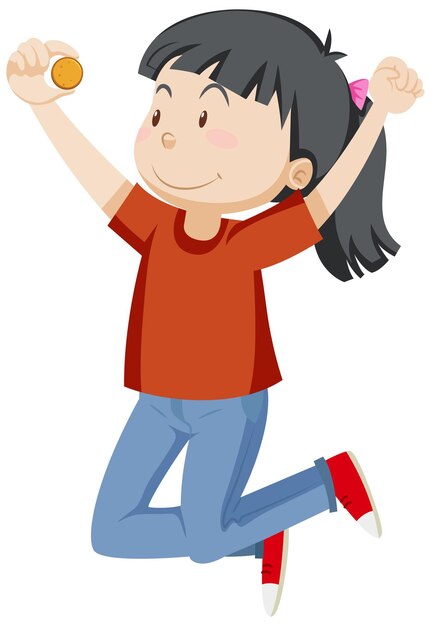 Personaje de dibujos animados simple chica activa