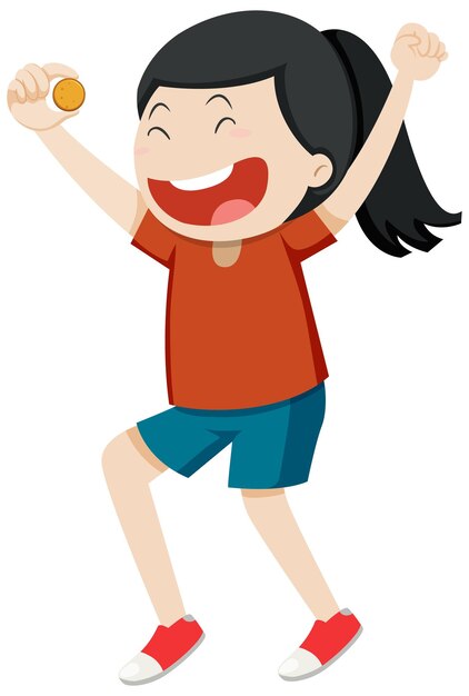Personaje de dibujos animados simple chica activa