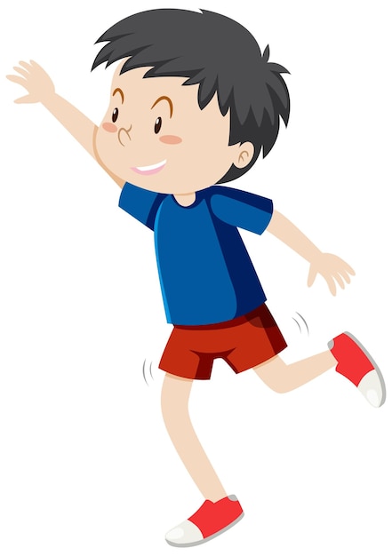 Vector gratuito personaje de dibujos animados simple chico activo