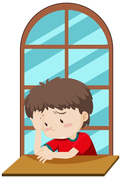 Personaje de dibujos animados simple chico triste