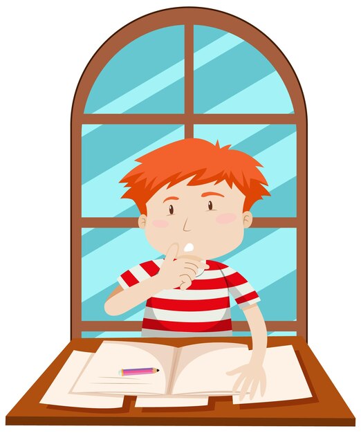 Personaje de dibujos animados simple estudiante chico