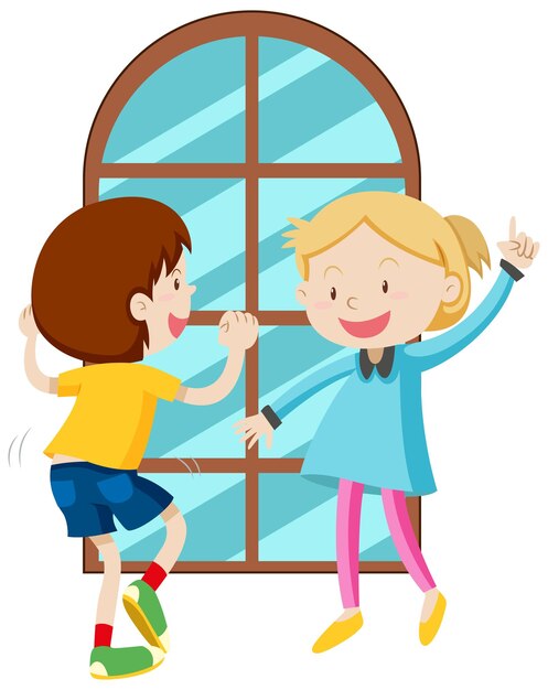 Personaje de dibujos animados simple de niños felices