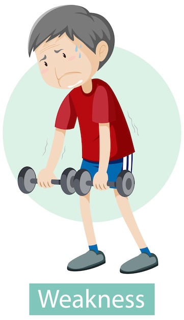 Personaje de dibujos animados con síntomas de debilidad