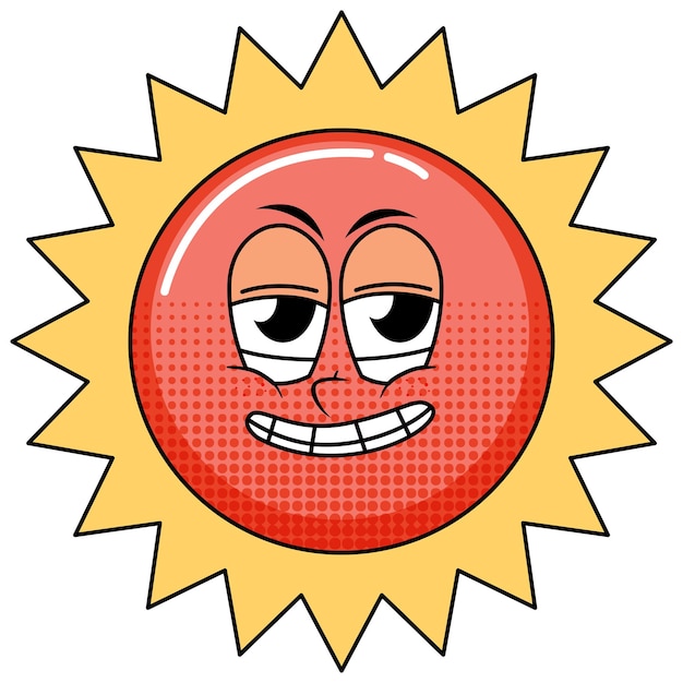 Vector gratuito personaje de dibujos animados de sol sobre fondo blanco.