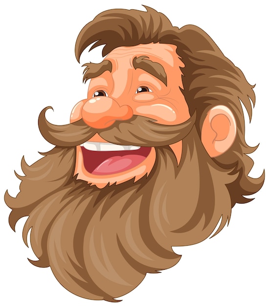 Personaje de dibujos animados sonriente de un anciano con barba y bigote