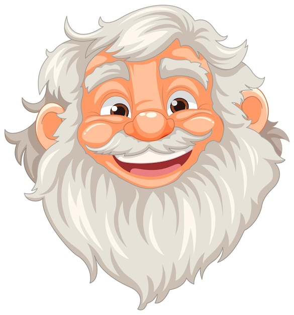 Personaje de dibujos animados sonriente de anciano con barba y bigote