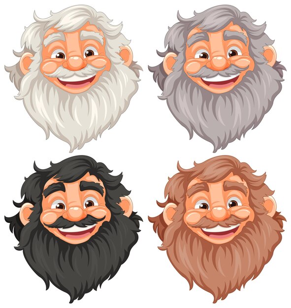Personaje de dibujos animados sonriente de un anciano con barba y bigote