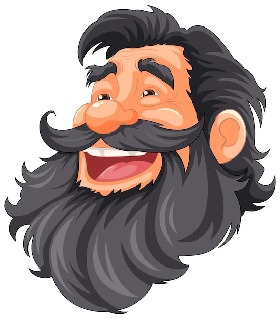 Personaje de dibujos animados sonriente con barba y bigote