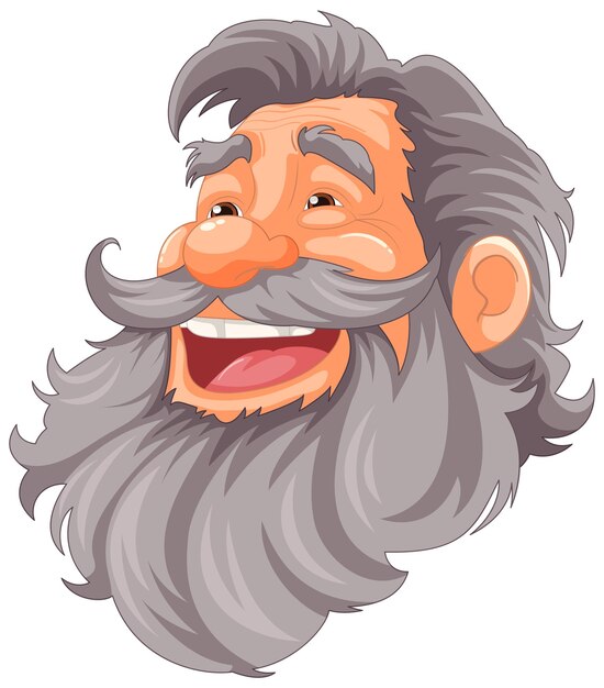 Personaje de dibujos animados sonriente Hombre viejo con barba y bigote