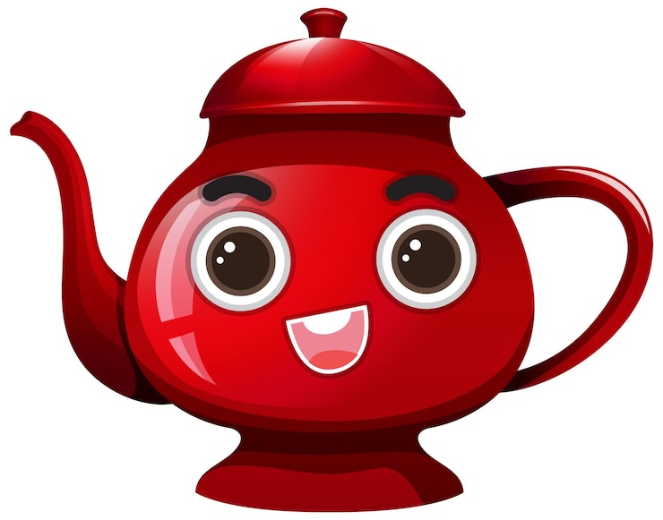 Vector gratuito un personaje de dibujos animados de tetera roja