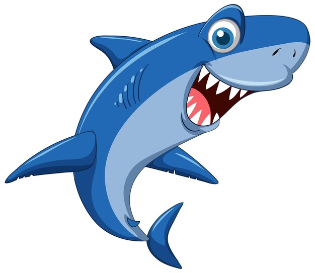 Personaje de dibujos animados de tiburón sonriente