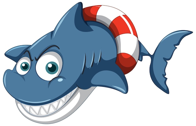 Vector gratuito personaje de dibujos animados de tiburón sonriente
