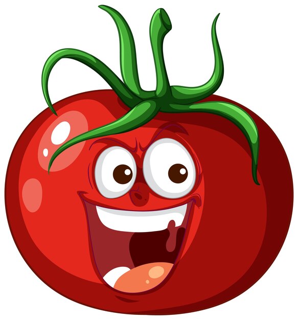El personaje de dibujos animados del tomate feliz