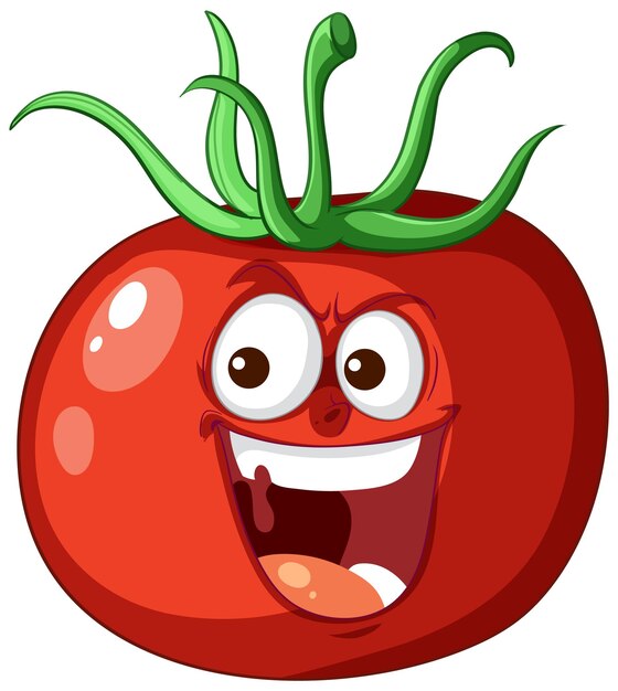 El personaje de dibujos animados del tomate feliz