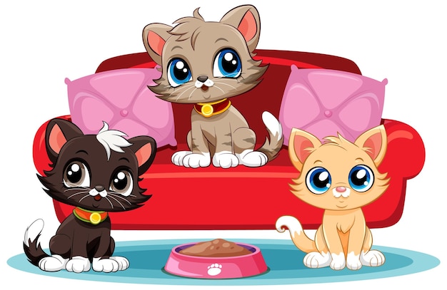 Personaje de dibujos animados de Tres Gatos Diferentes